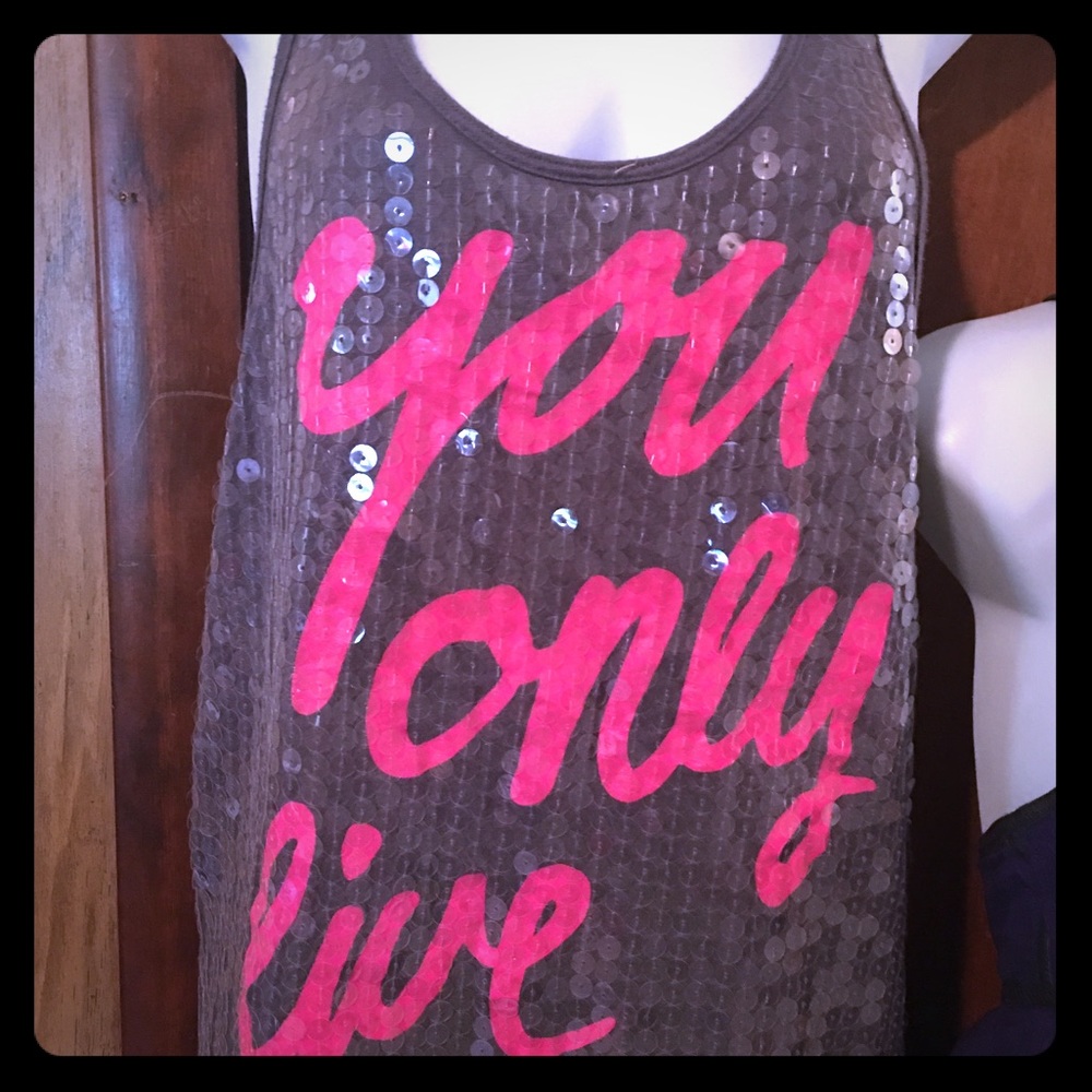 Pink by Victoria Secret sequins tank top xs